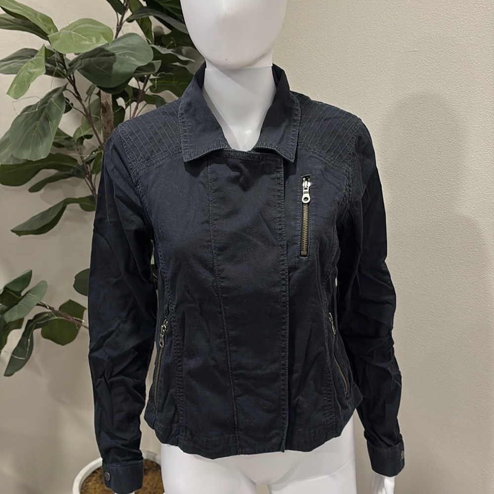 Athleta Black Zipper Moto Zip Jacket Size XS Lightweight Stretch Cotton Stretch - Picture 15 of 15